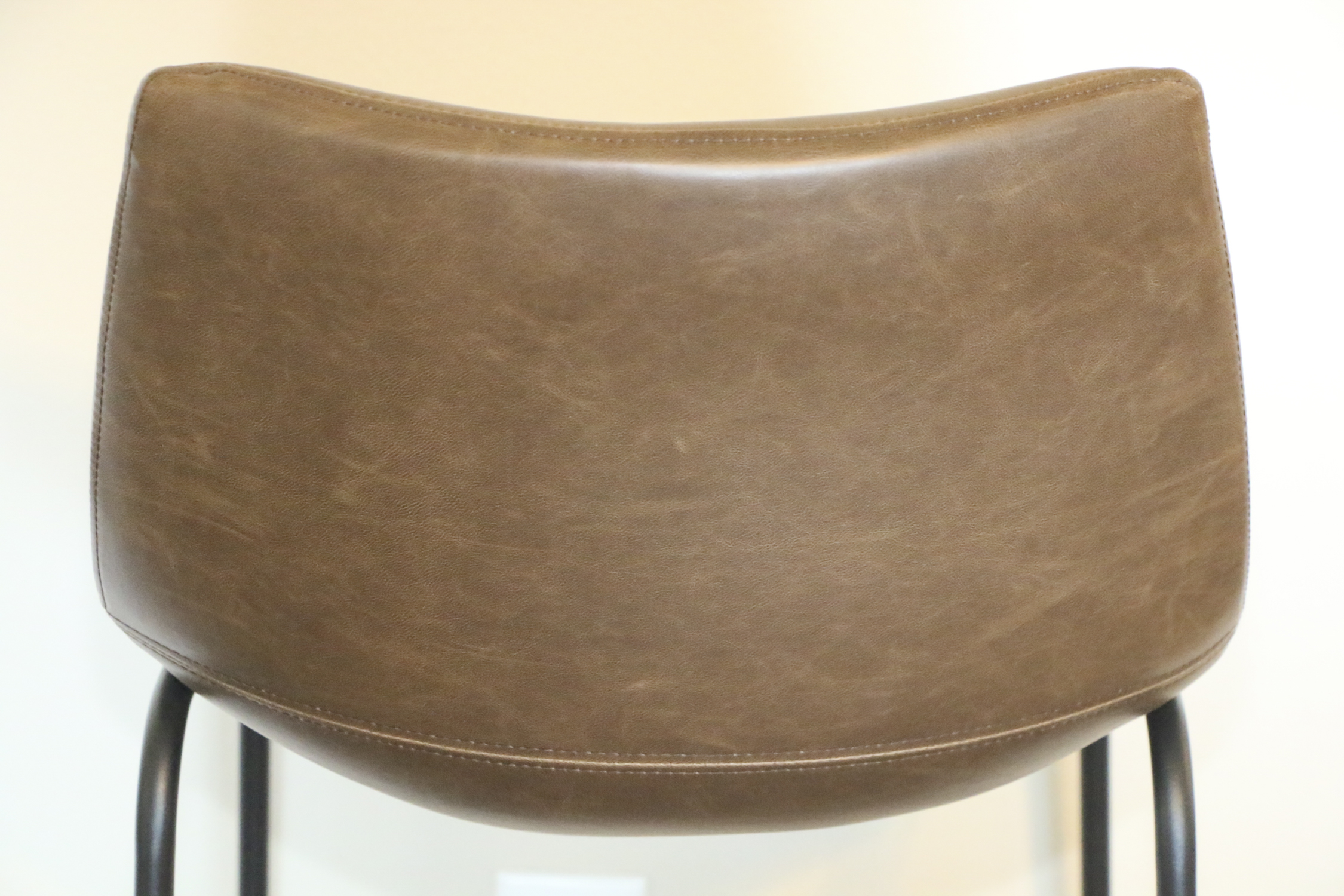 Modern Metal Barstools with Faux Leather Upholstery