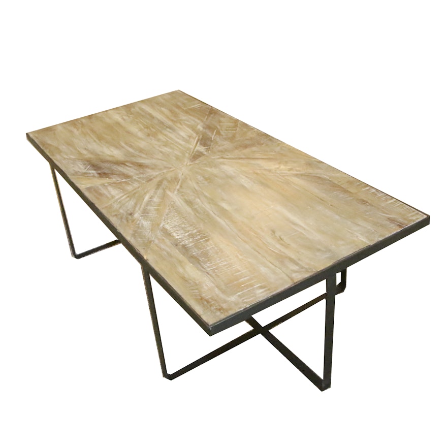 Contemporary Wood and Metal Coffee Table