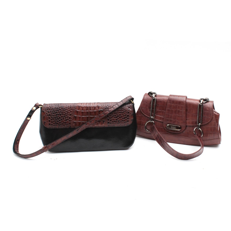 Brahmin Leather Handbag and Stuart Weitzman Croc Embossed Leather Handbags