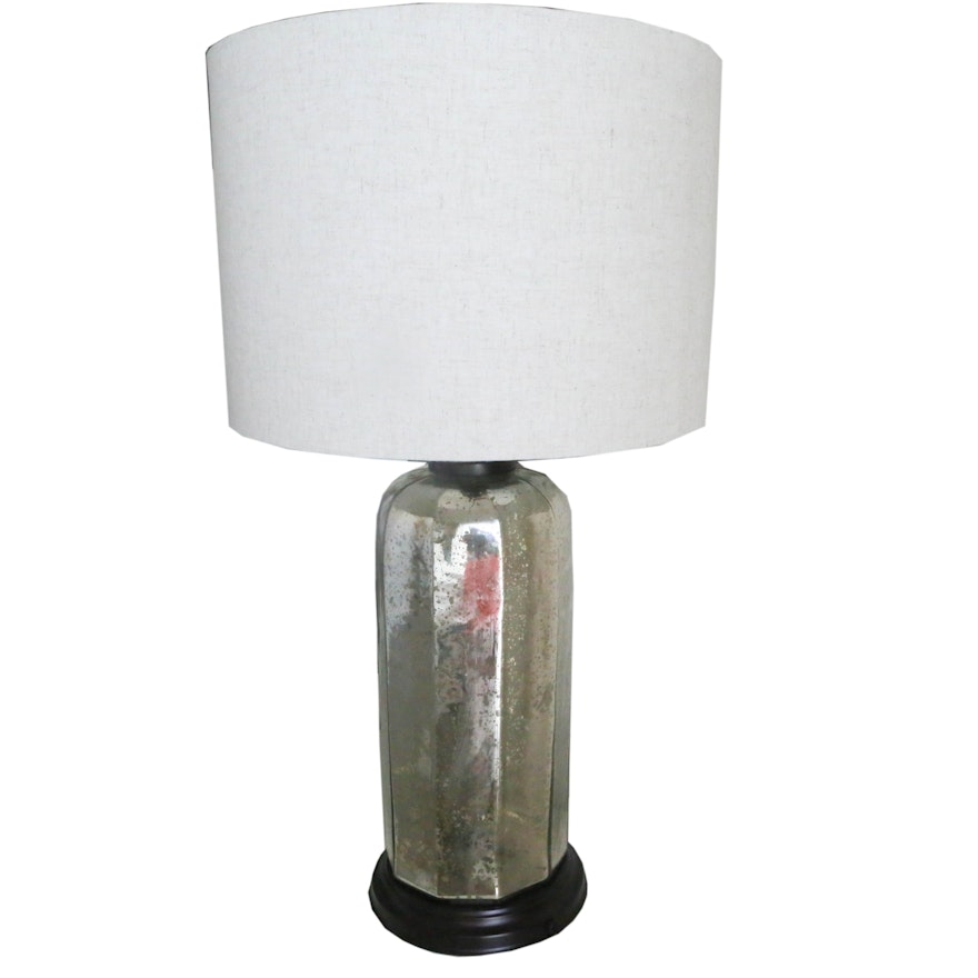 Mercury Glass Table Lamp with Drum Shade