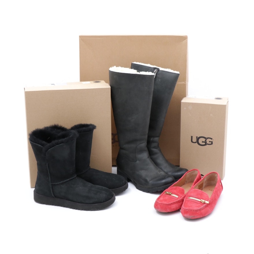 UGG Classic Cuff Short Boots with Tall Broome Boots and Davina Loafers