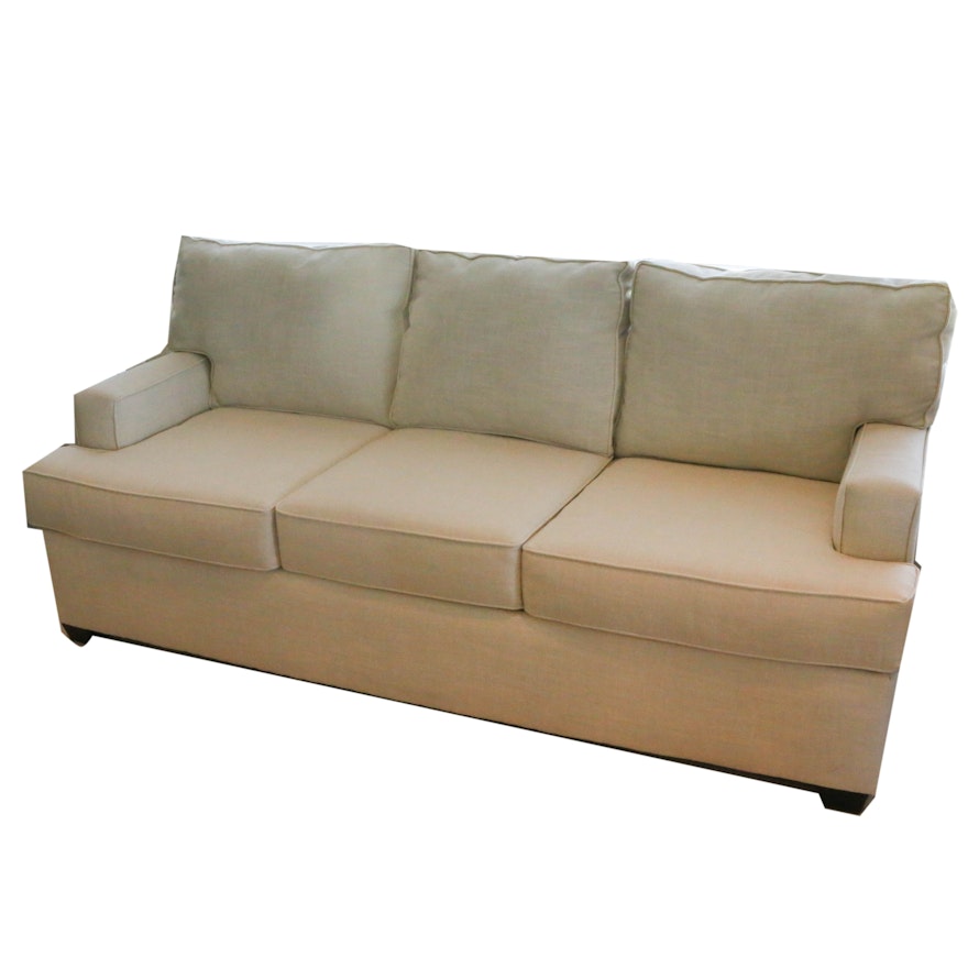 Contemporary White Fabric Upholstered Sofa