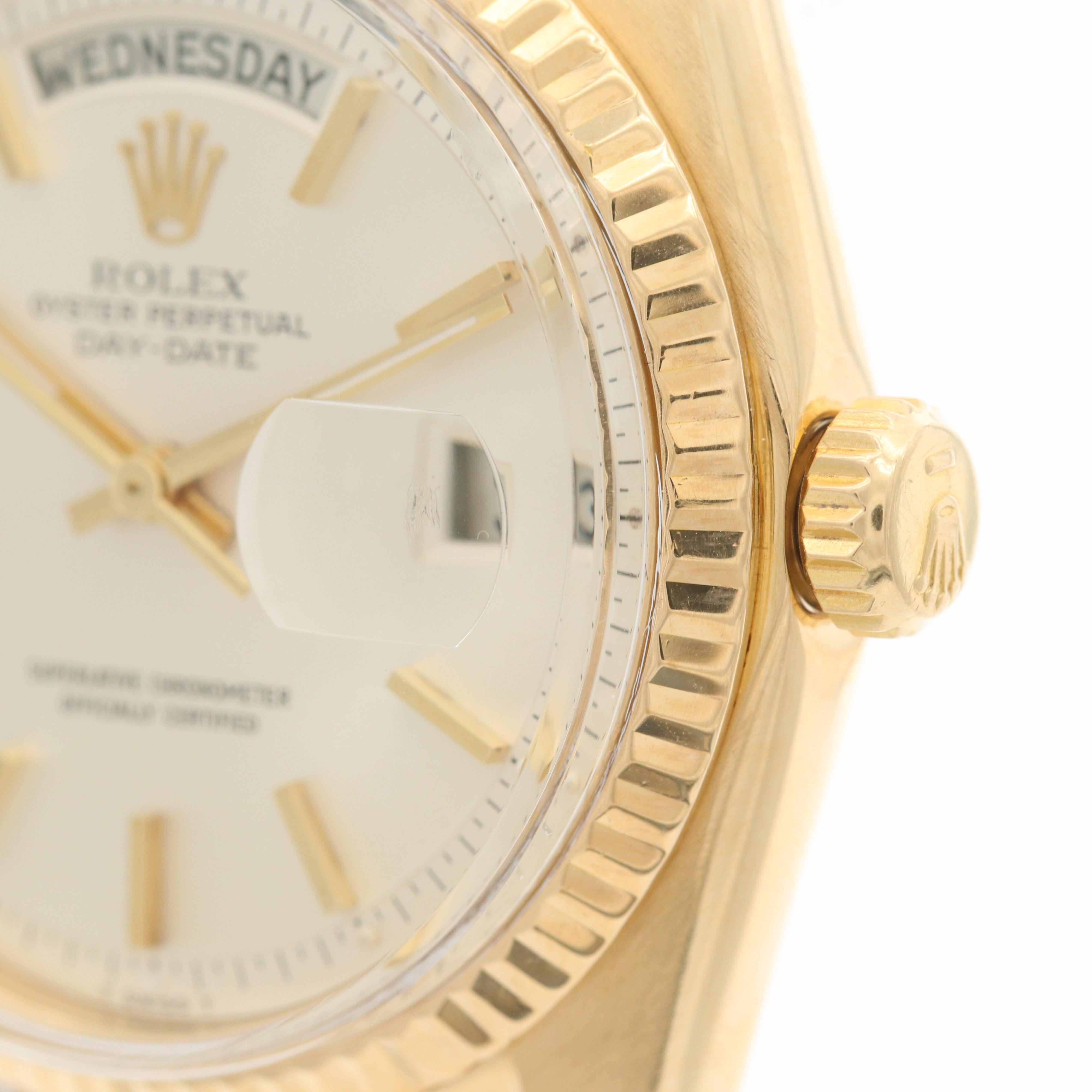 Vintage Rolex 18K Yellow Gold Watch With Pie Pan Dial and Date, 1968