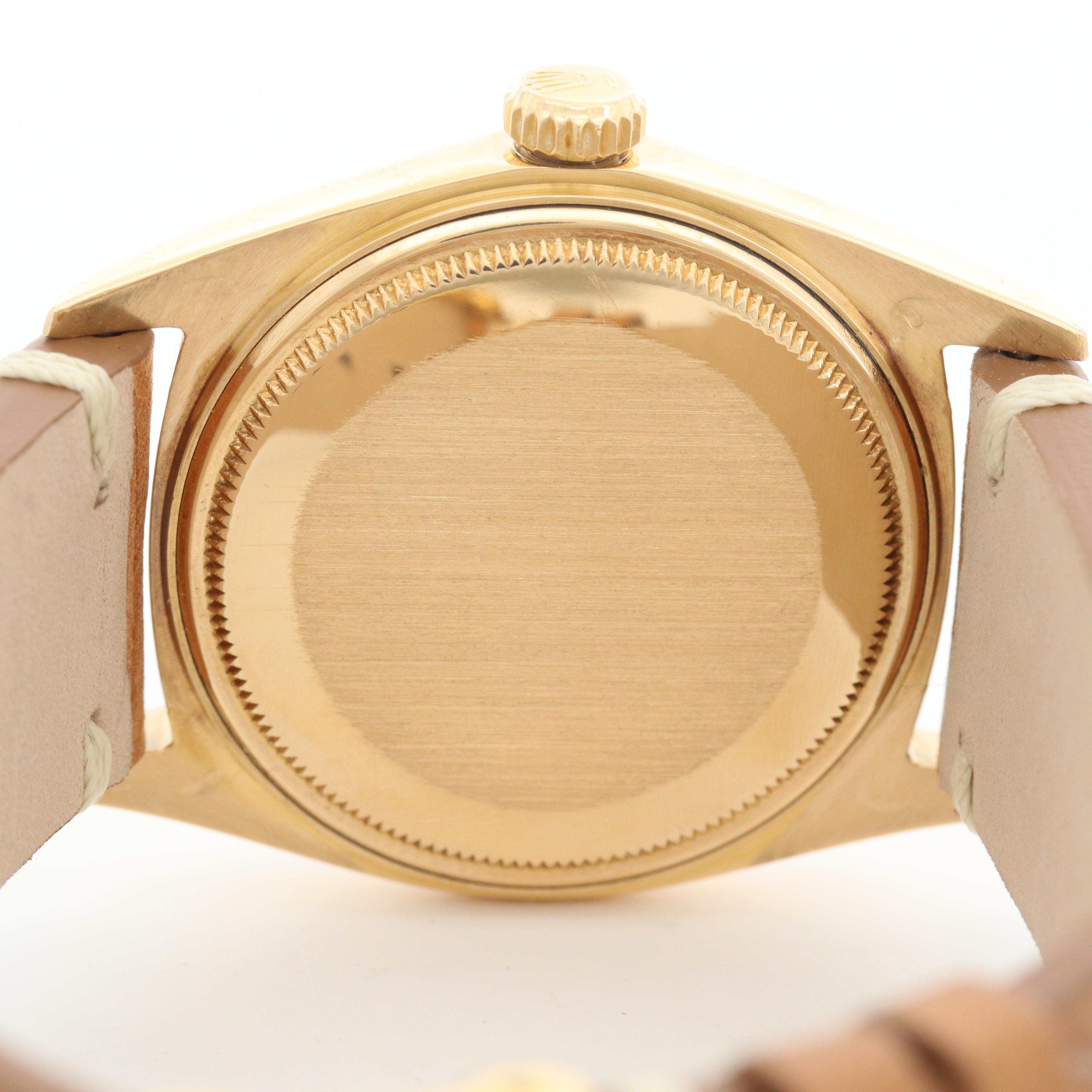 Vintage Rolex 18K Yellow Gold Watch With Pie Pan Dial and Date, 1968