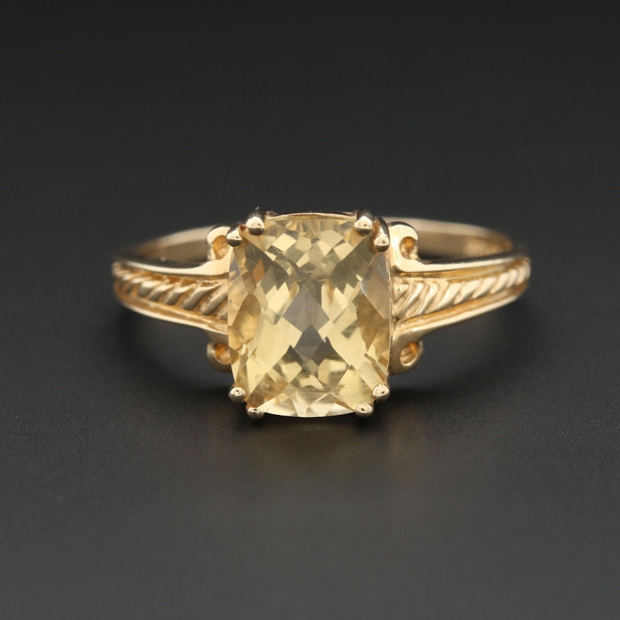 14K Yellow Gold Heliodor Ring