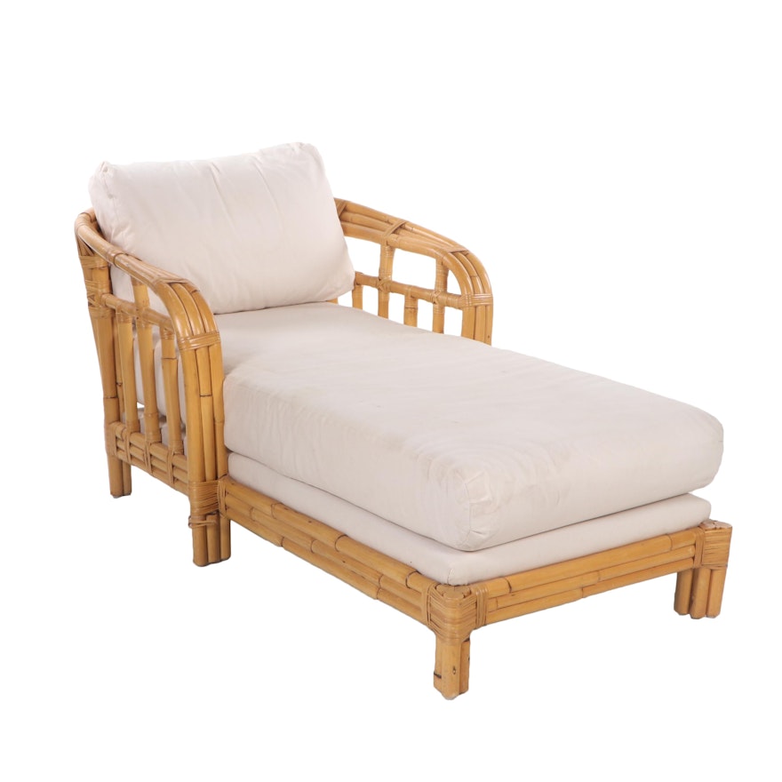 Rattan Patio Chaise Lounge with Ralph Lauren Cushions