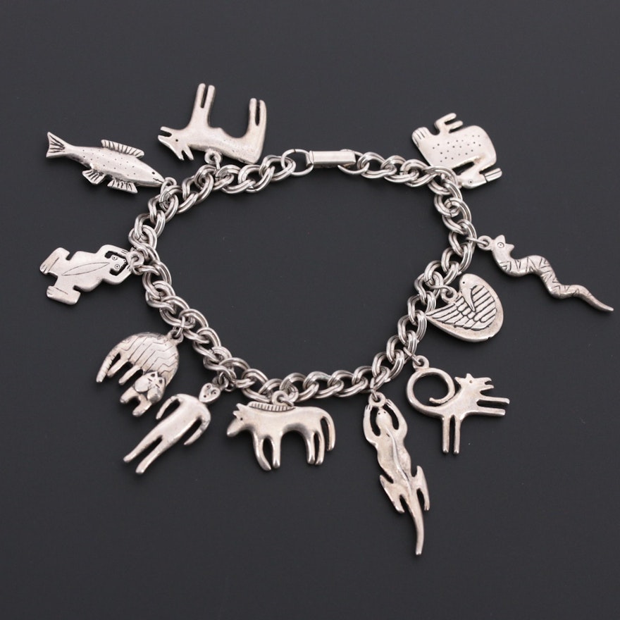 Silver Tone Animal Charm Bracelet