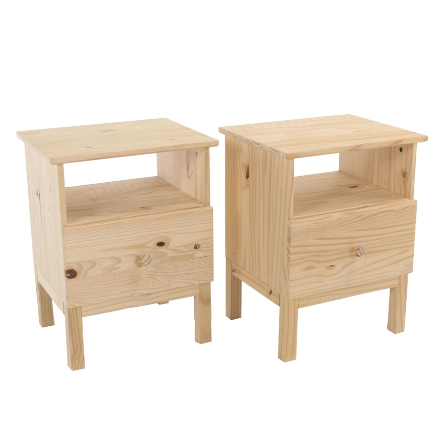 IKEA, Pair of "Tarva" Pine One-Drawer Nightstands