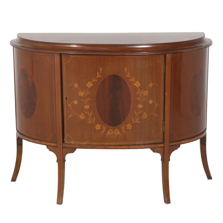 Belgian Rococo Style Mahogany and Marquetry Commode, Early to Mid 20th Century