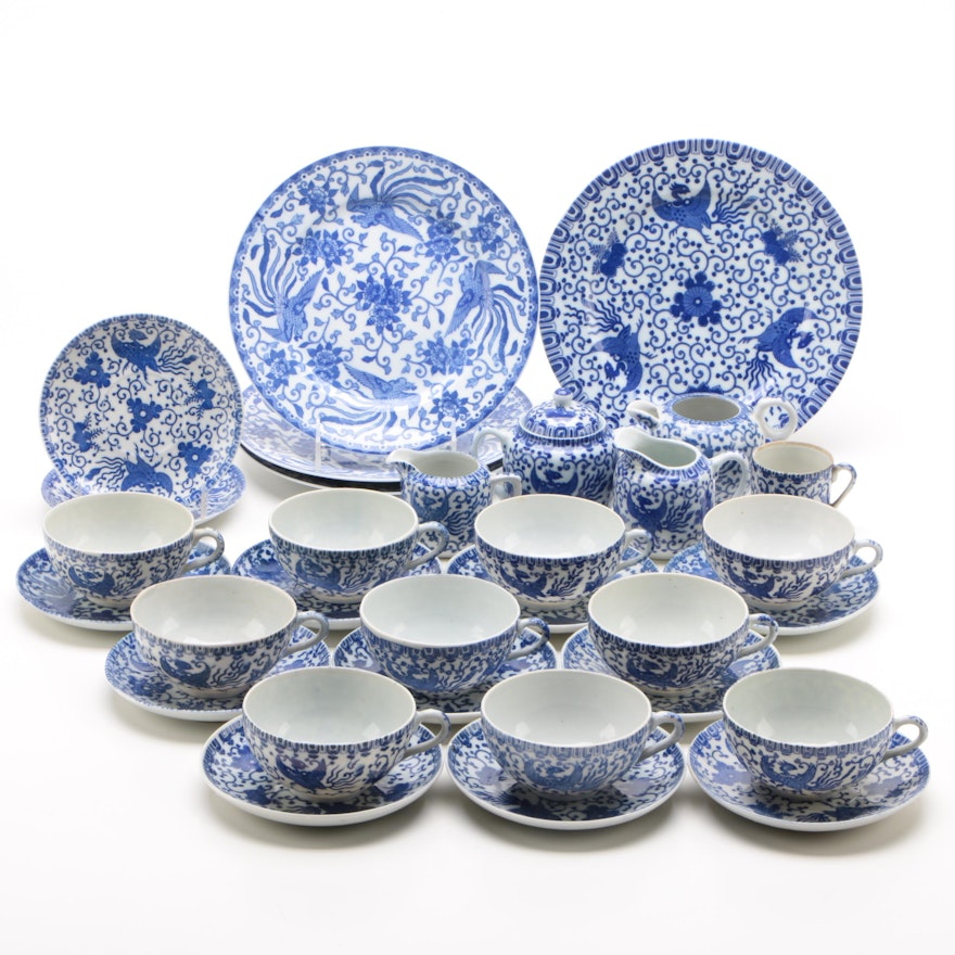 Blue and White Porcelain Noritake "Howo" Tableware 1906-1950