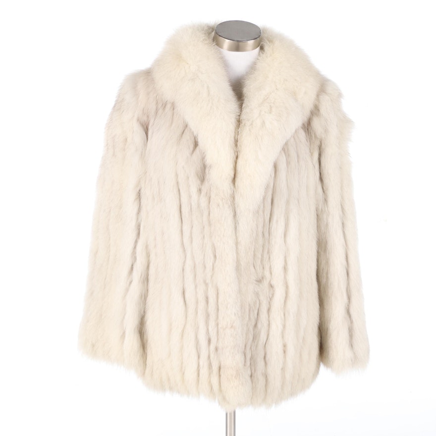 Saga Fox Blue Fox Fur Jacket with Shawl Collar