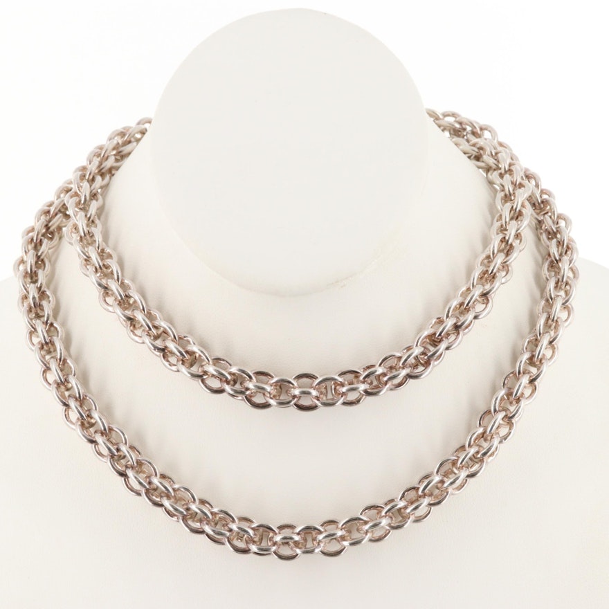 Sterling Silver Fancy Link Chain Necklace