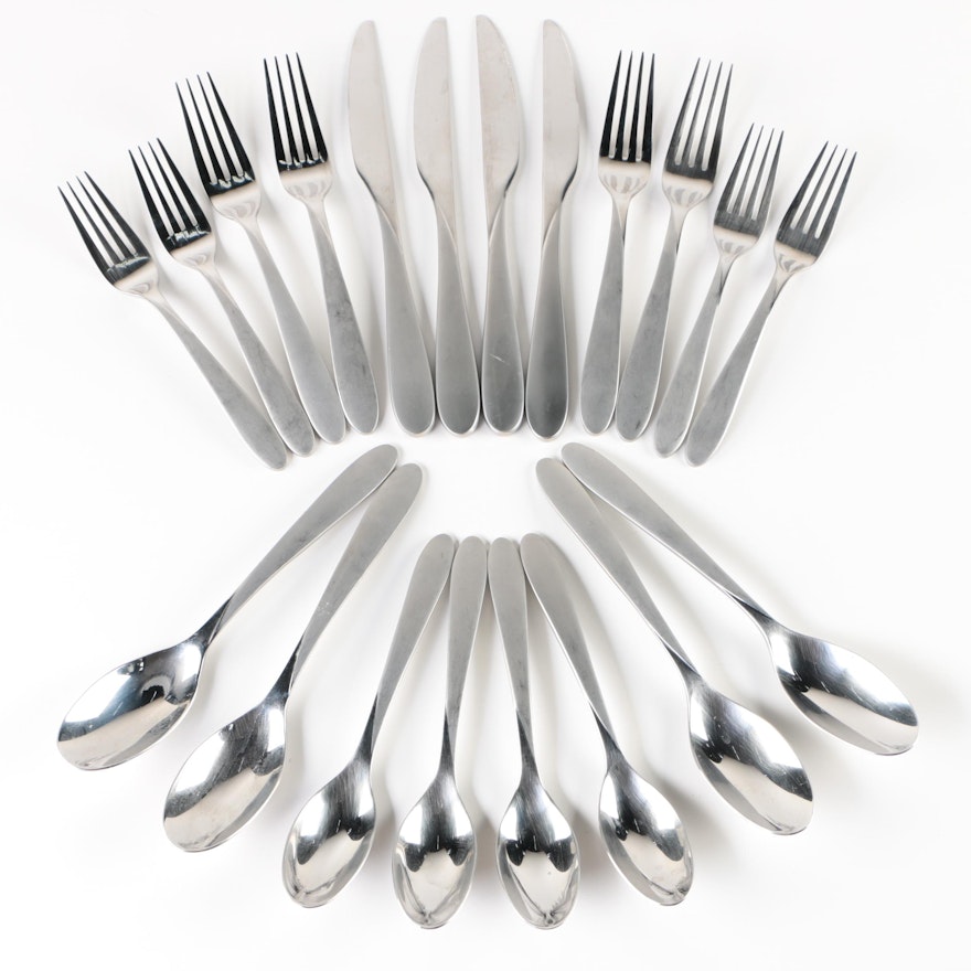 Oneida Stainless Steel Flatware for Four with Satin Finish Handle