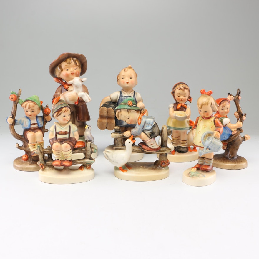 Goebel Hummel Porcelain Figurines Including "Apple Tree Girl" and "Lost Sheep"