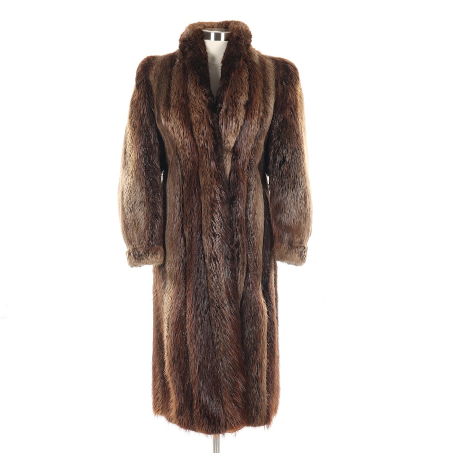 Beaver Fur Coat with Tapered Cuffs, Vintage