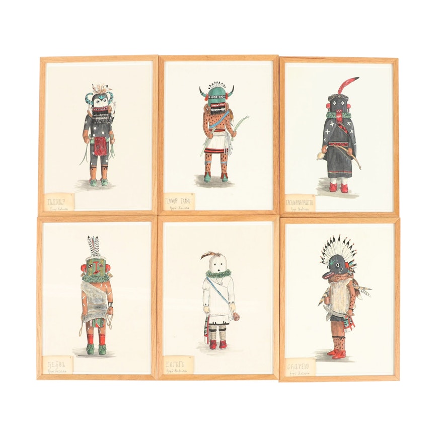 Elizabeth Roth Miller Acrylic Paintings of "Hopi Kachina Dolls"