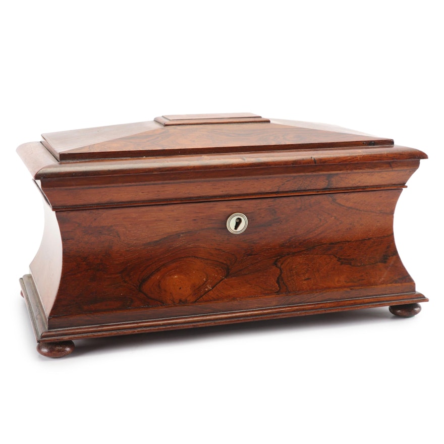 Victorian Rosewood Tea Caddy, Mid-19th Century