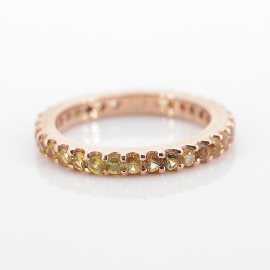 Sterling Silver Sapphire Eternity Band with Rose Gold Wash