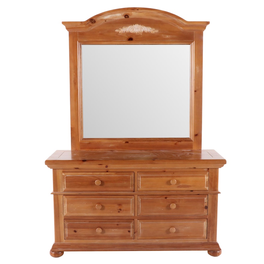 Broyhill Scrubbed Pine Dresser and Vanity Mirror