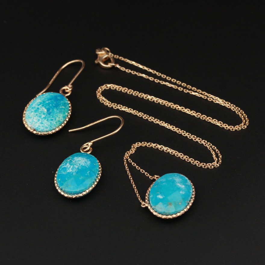 Sterling Silver Turquoise Necklace and Earrings Set