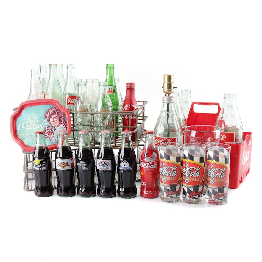 Vintage Coca-Cola Bottles, Glasses and Carriers