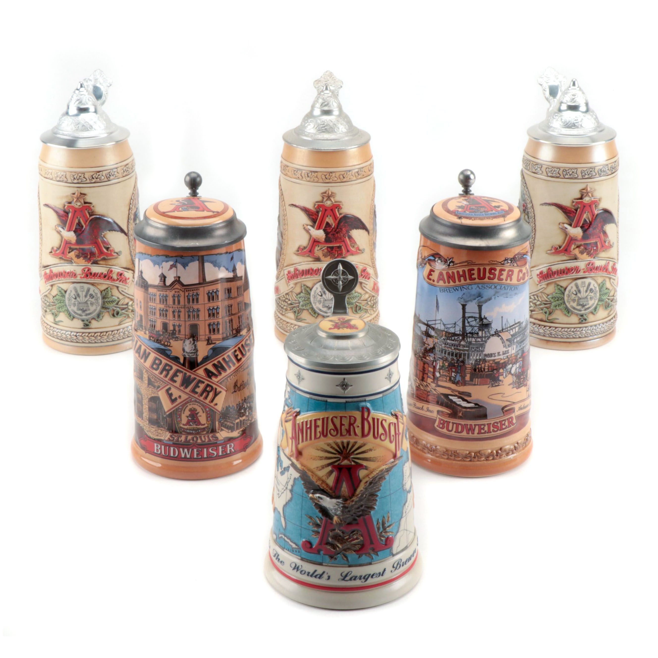 Anheuser-Busch Beer Steins including 1996 Membership Stein