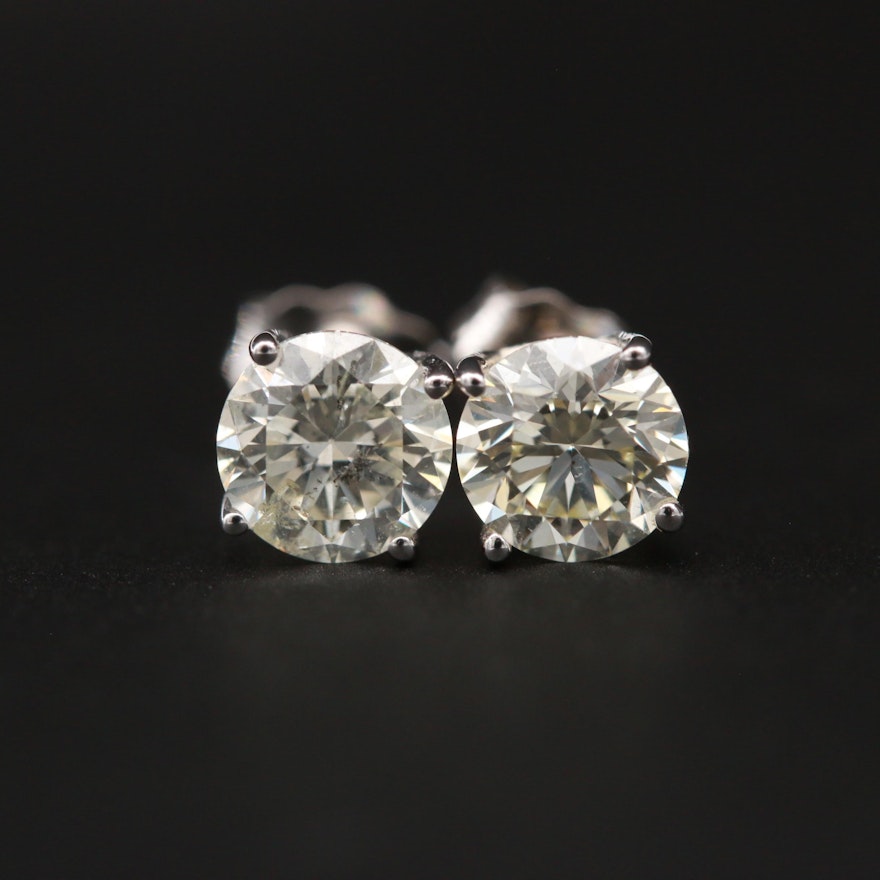 14K White Gold 1.23 CTW Diamond Stud Earrings