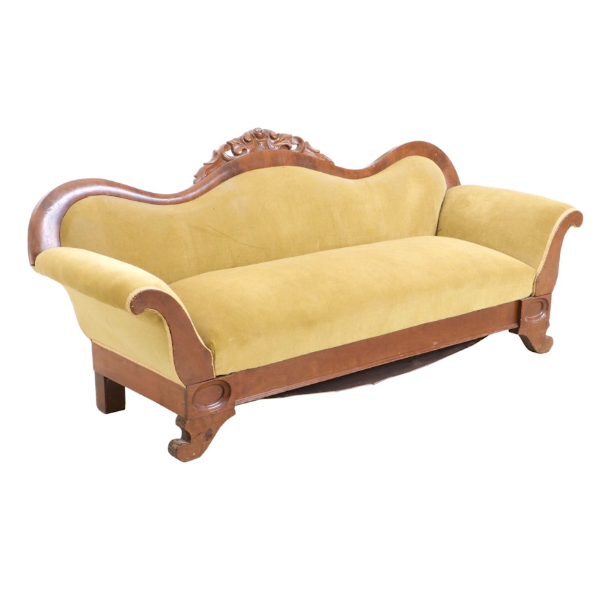 Victorian Walnut Sofa, Late 19th Century