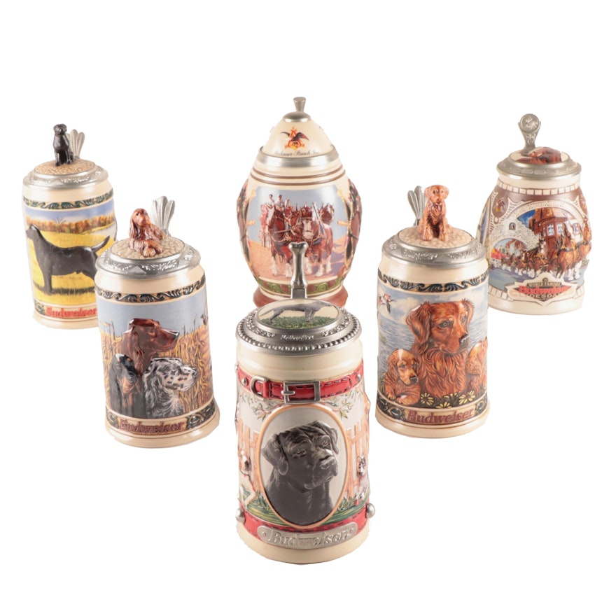 Budweiser Membership and Hunter's Companion Series Beer Steins, 1990s–2000s