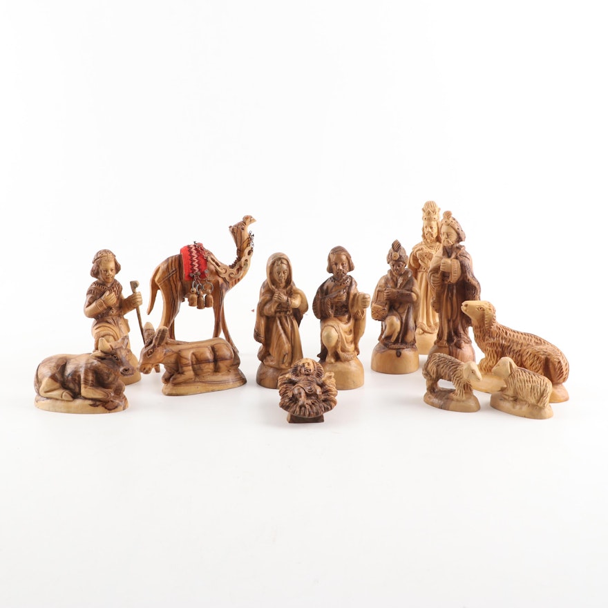Hand-Crafted Olivewood Nativity Scene