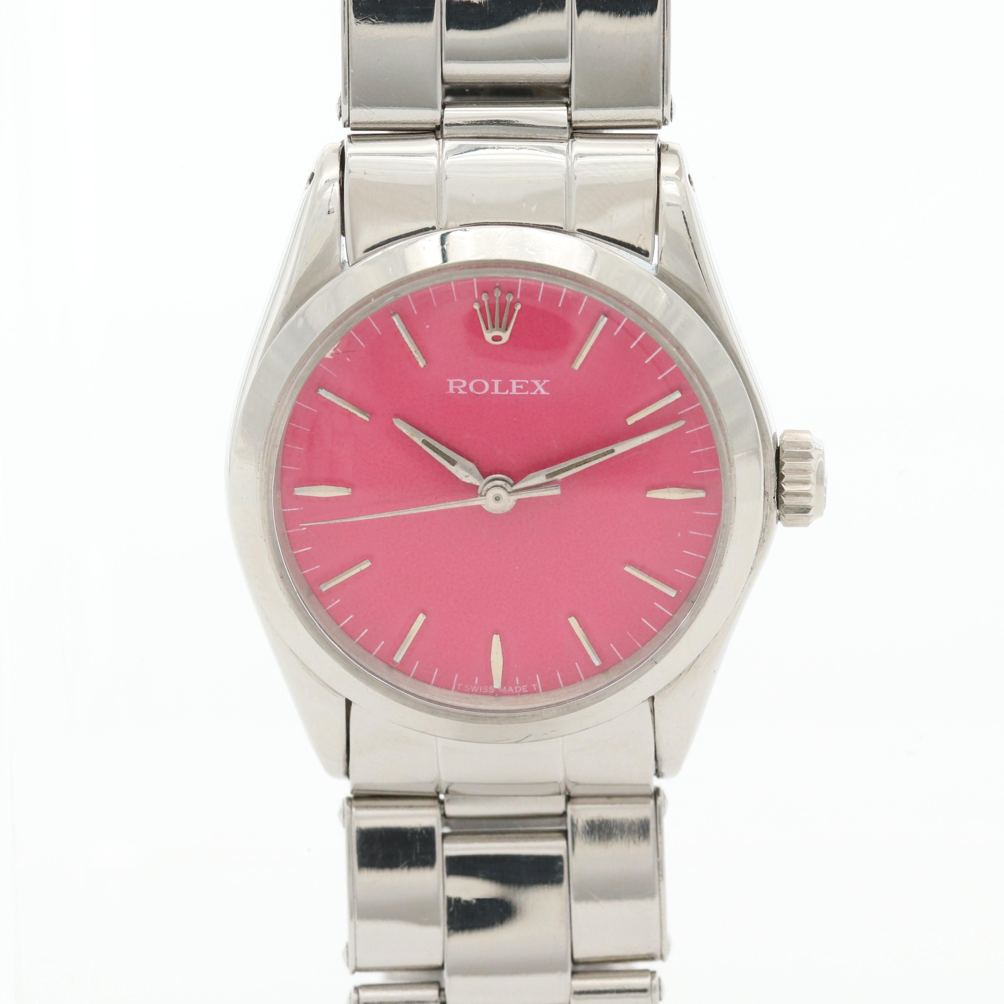 Vintage Rolex Oyster Perpetual Midsize Custom Dial Stainless Steel Watch