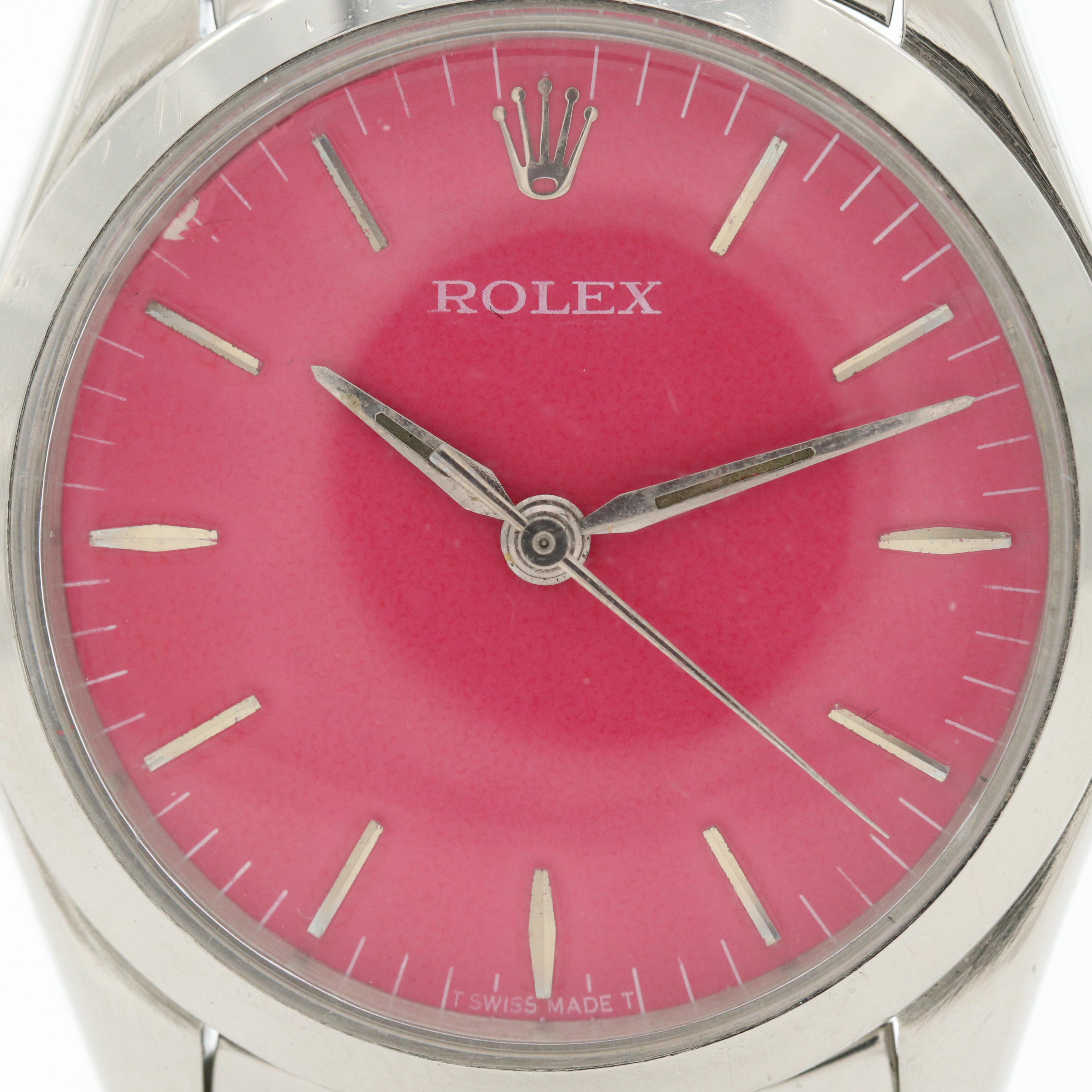 Vintage Rolex Oyster Perpetual Midsize Custom Dial Stainless Steel Watch