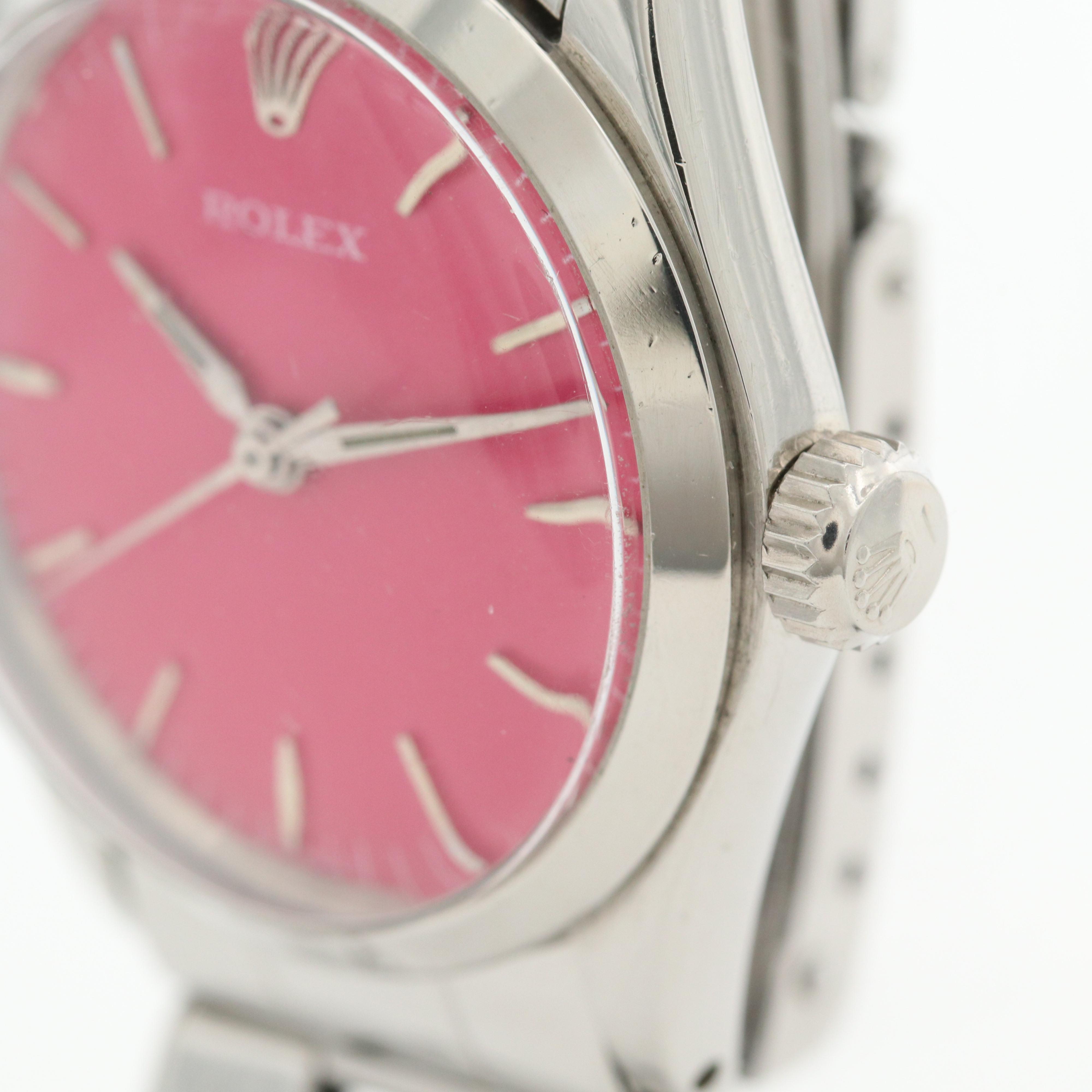 Vintage Rolex Oyster Perpetual Midsize Custom Dial Stainless Steel Watch