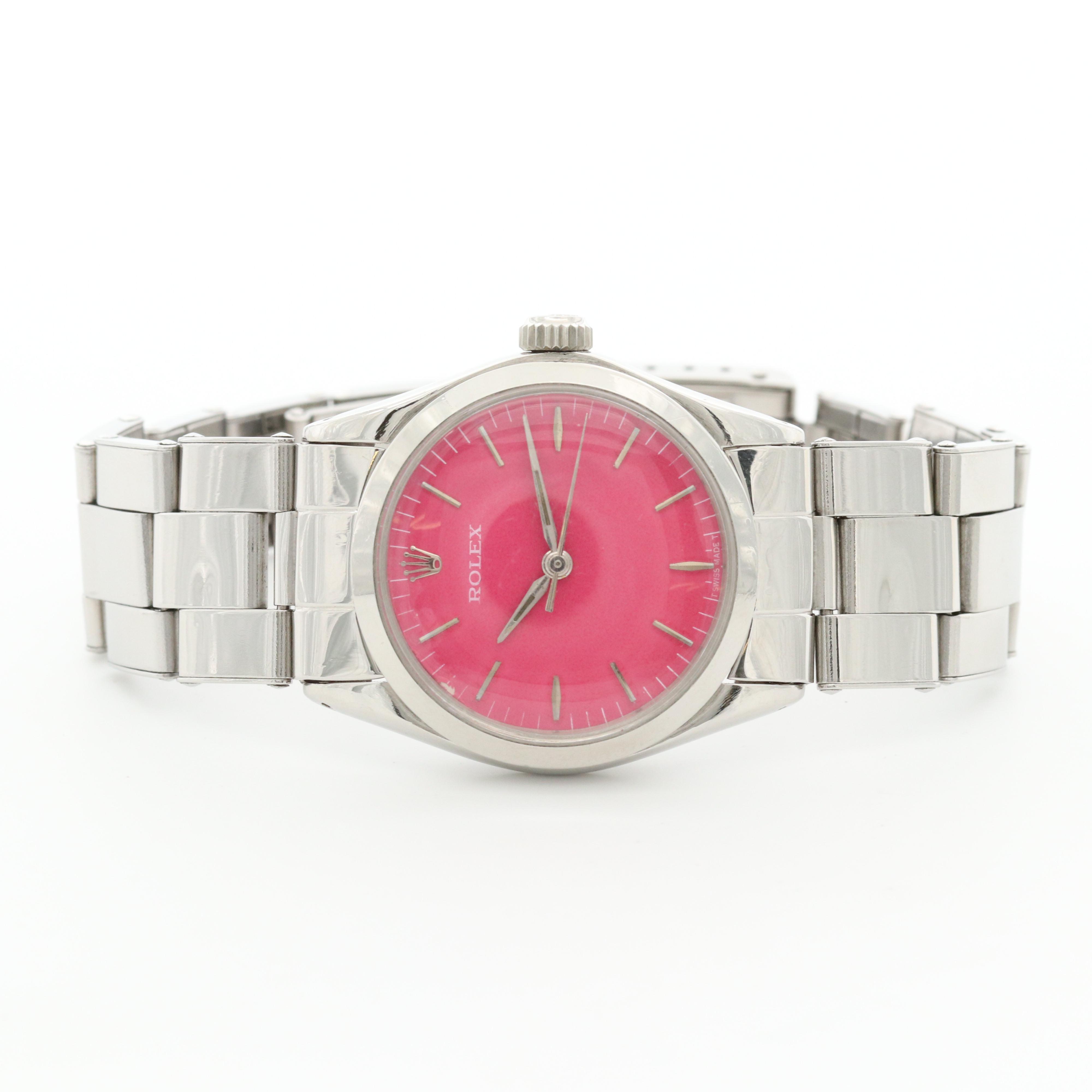 Vintage Rolex Oyster Perpetual Midsize Custom Dial Stainless Steel Watch