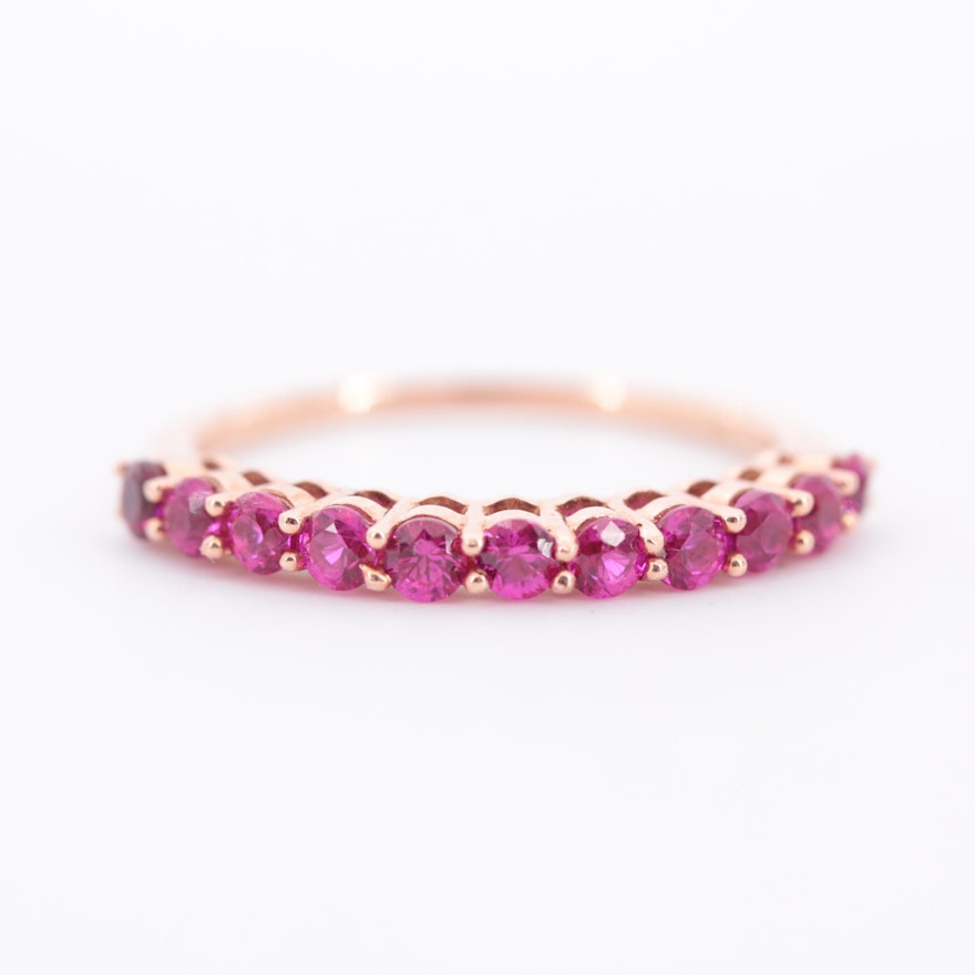 10K Rose Gold Synthetic Ruby Ring
