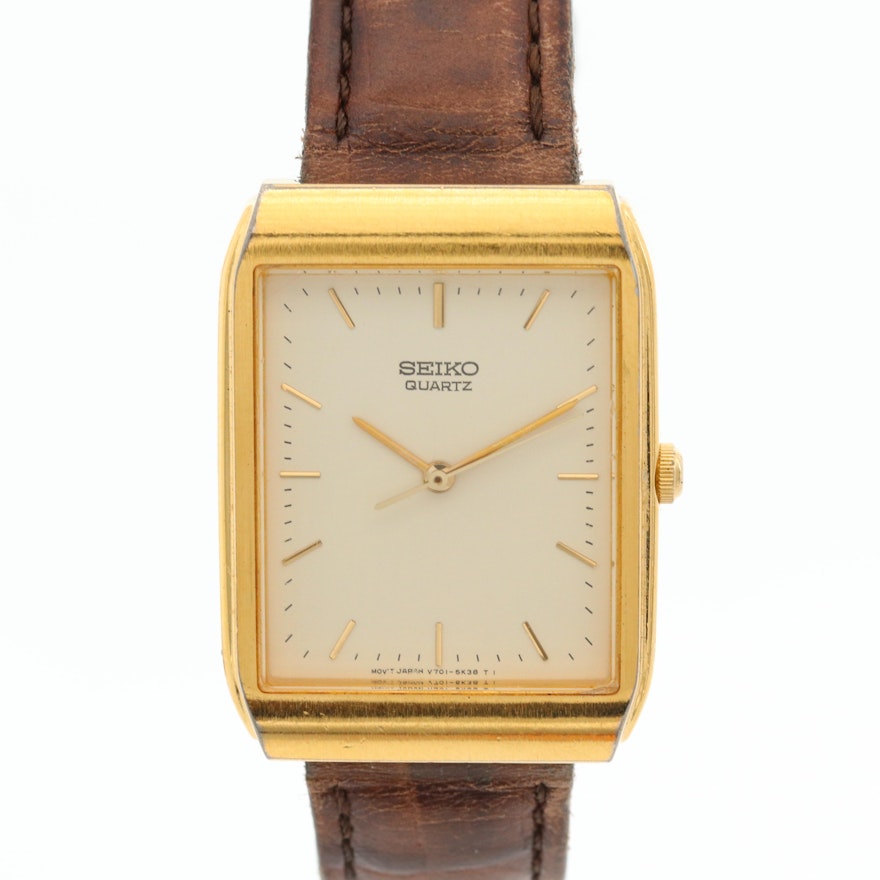 Seiko V701-5KO9 Gold Tone Quartz Wristwatch