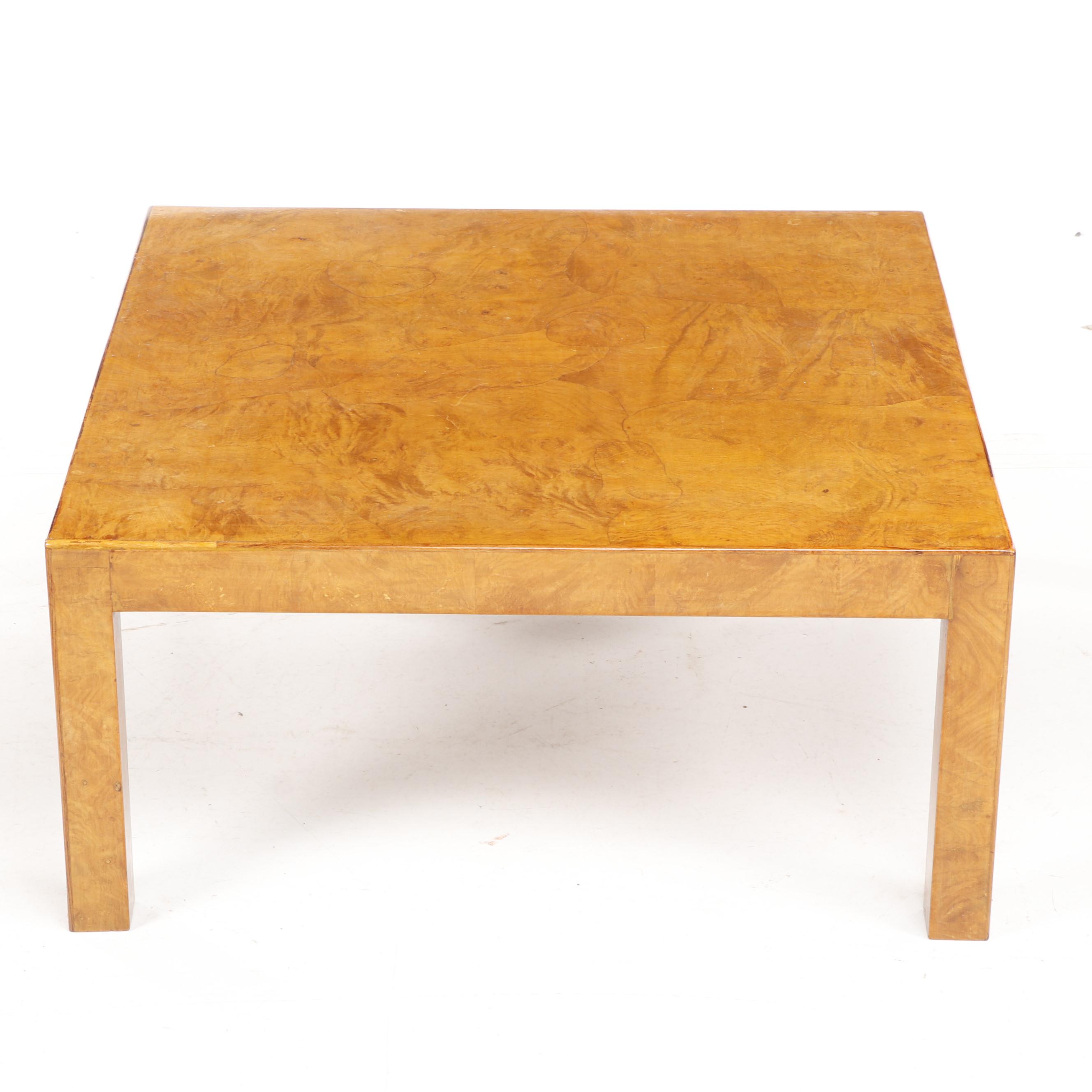 Newton Co Italian Burl Veneered Coffee Table After Milo Baughman