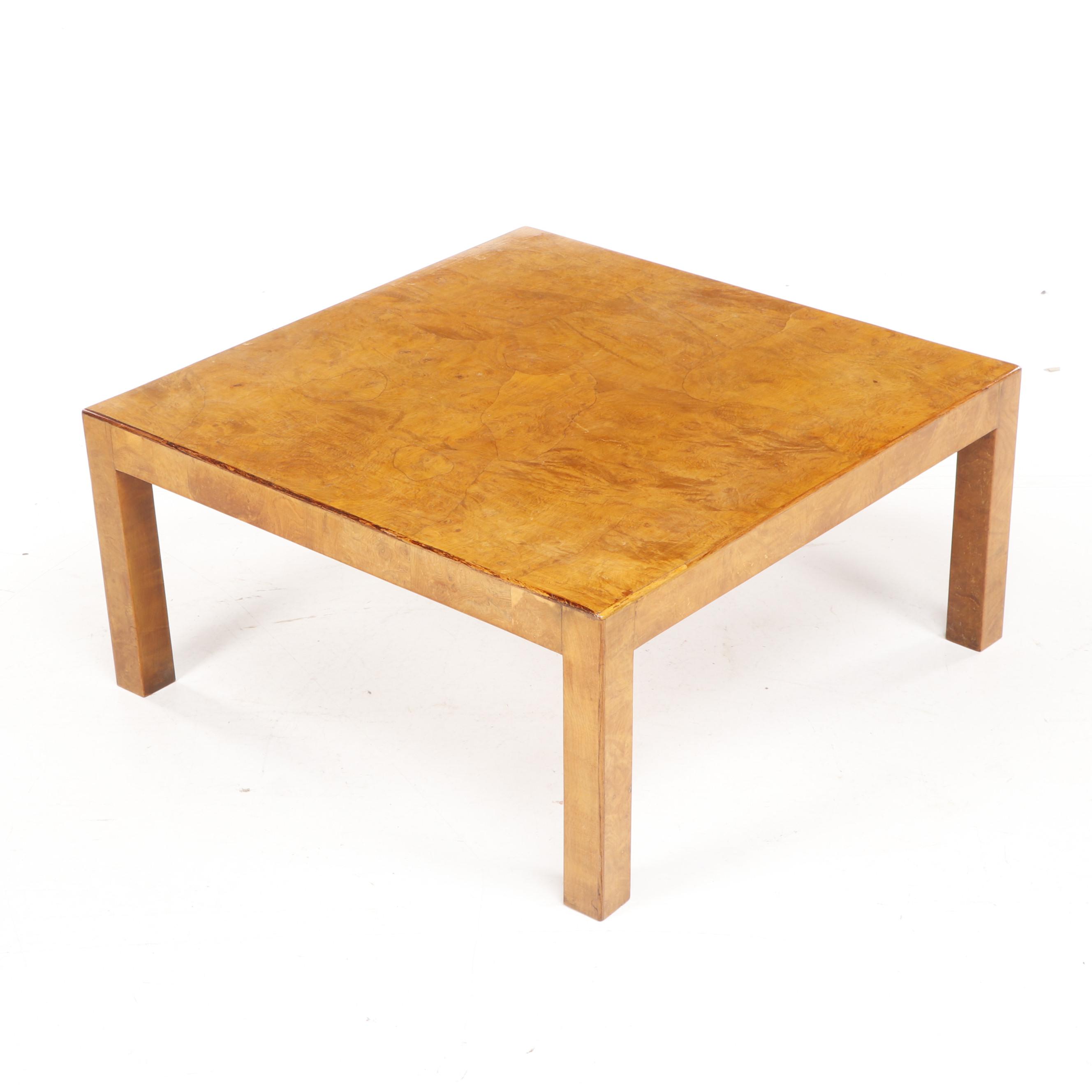 Newton Co Italian Burl Veneered Coffee Table After Milo Baughman