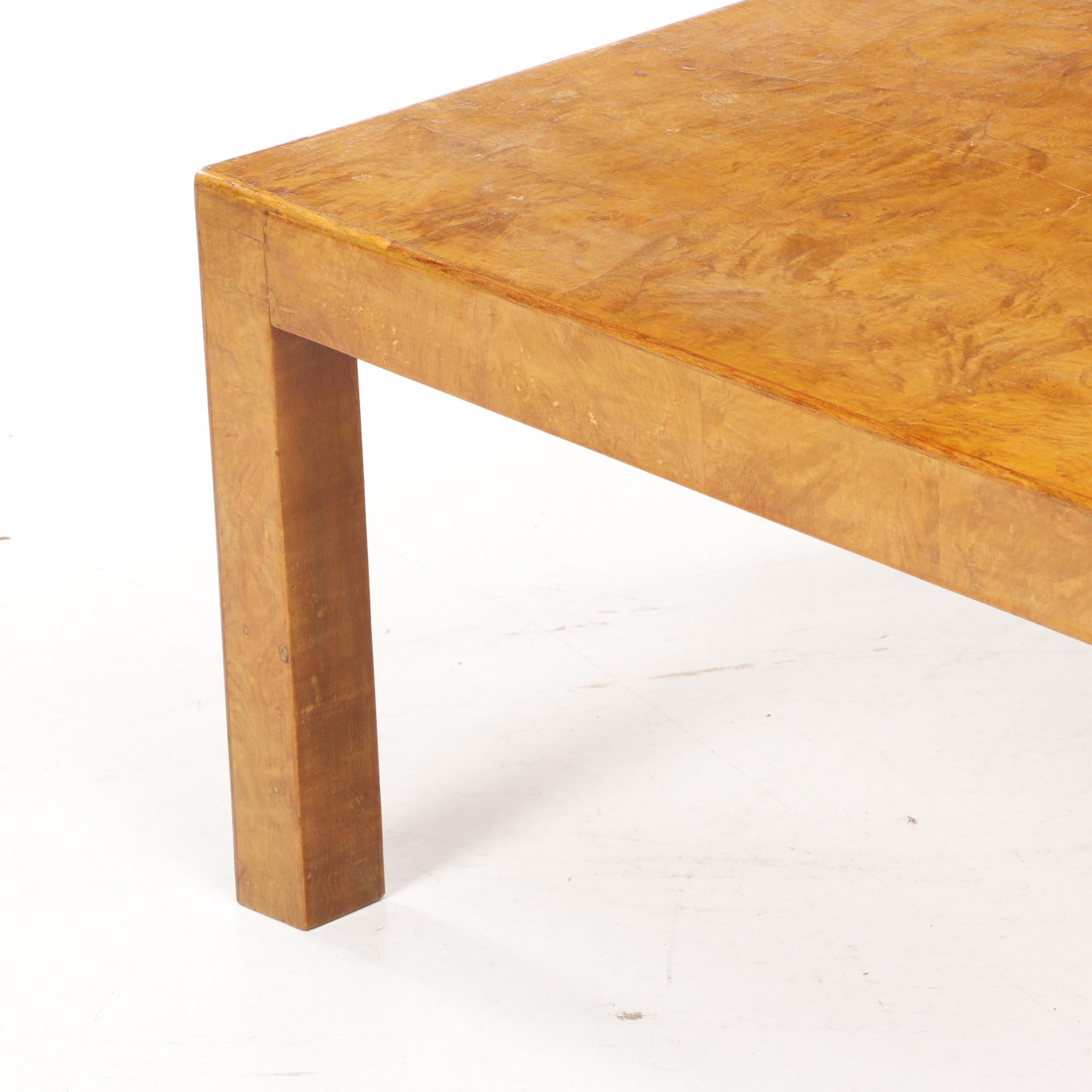 Newton Co Italian Burl Veneered Coffee Table After Milo Baughman