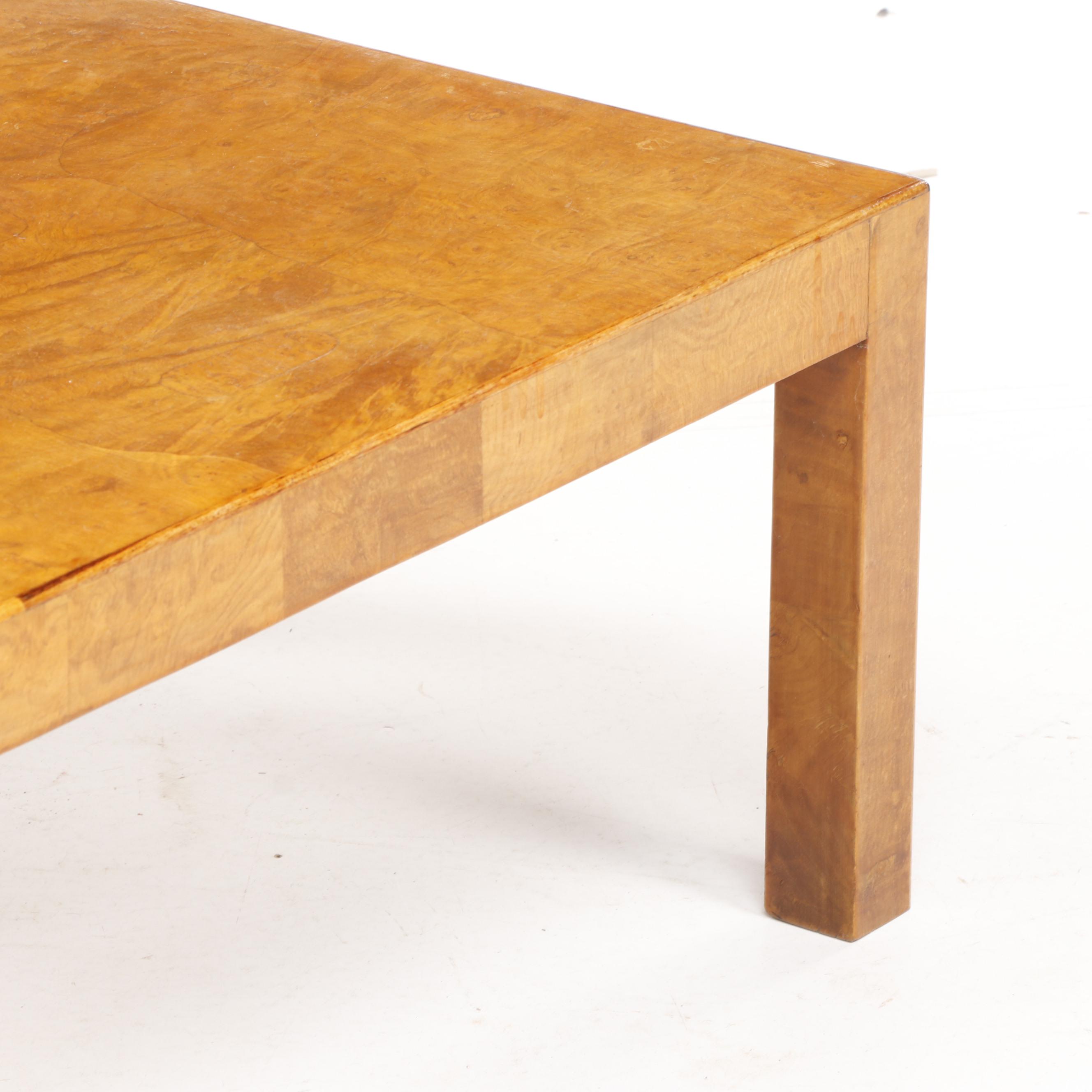 Newton Co Italian Burl Veneered Coffee Table After Milo Baughman