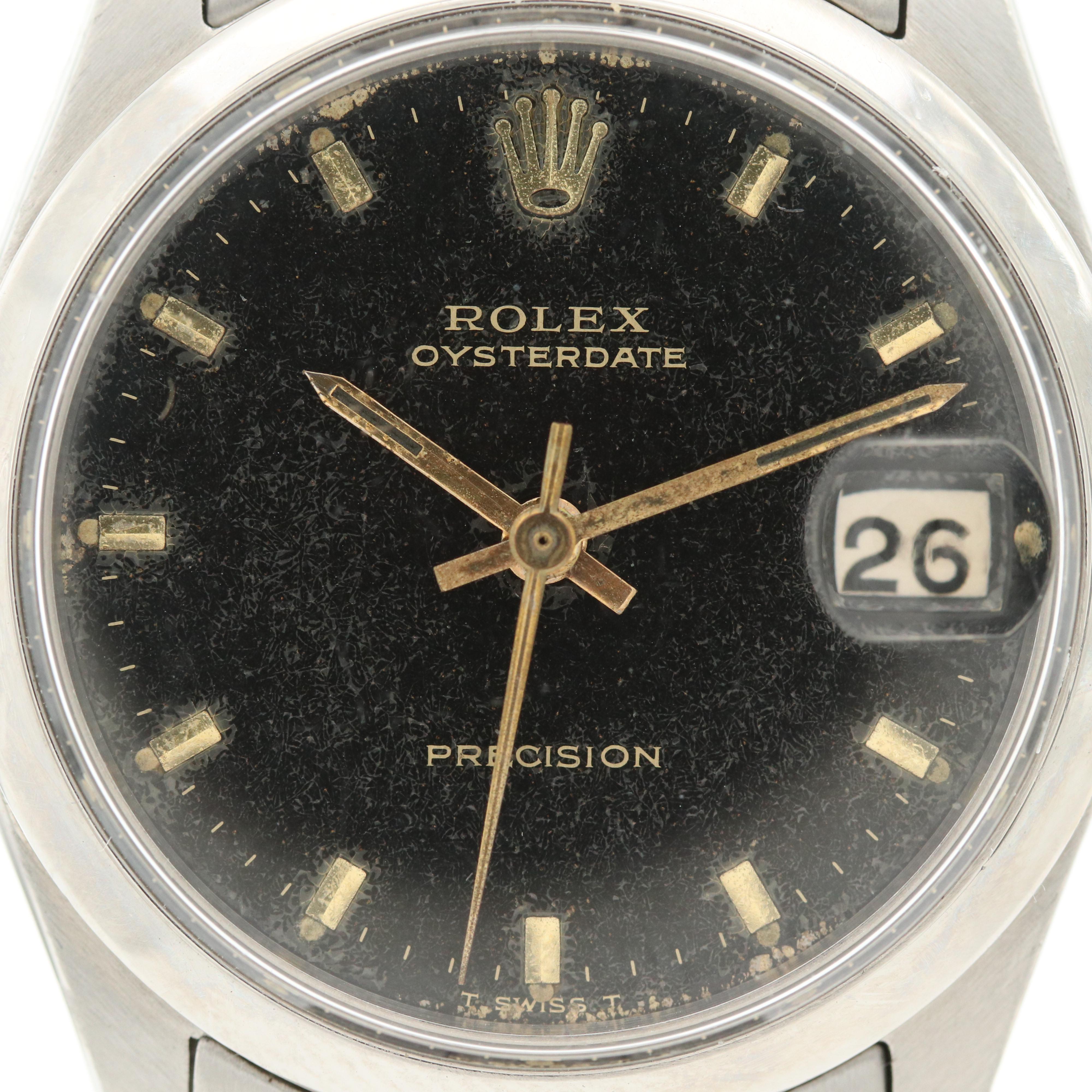 Vintage Rolex Oysterdate Midsize Stainless Steel Stem Wind Watch, 1967