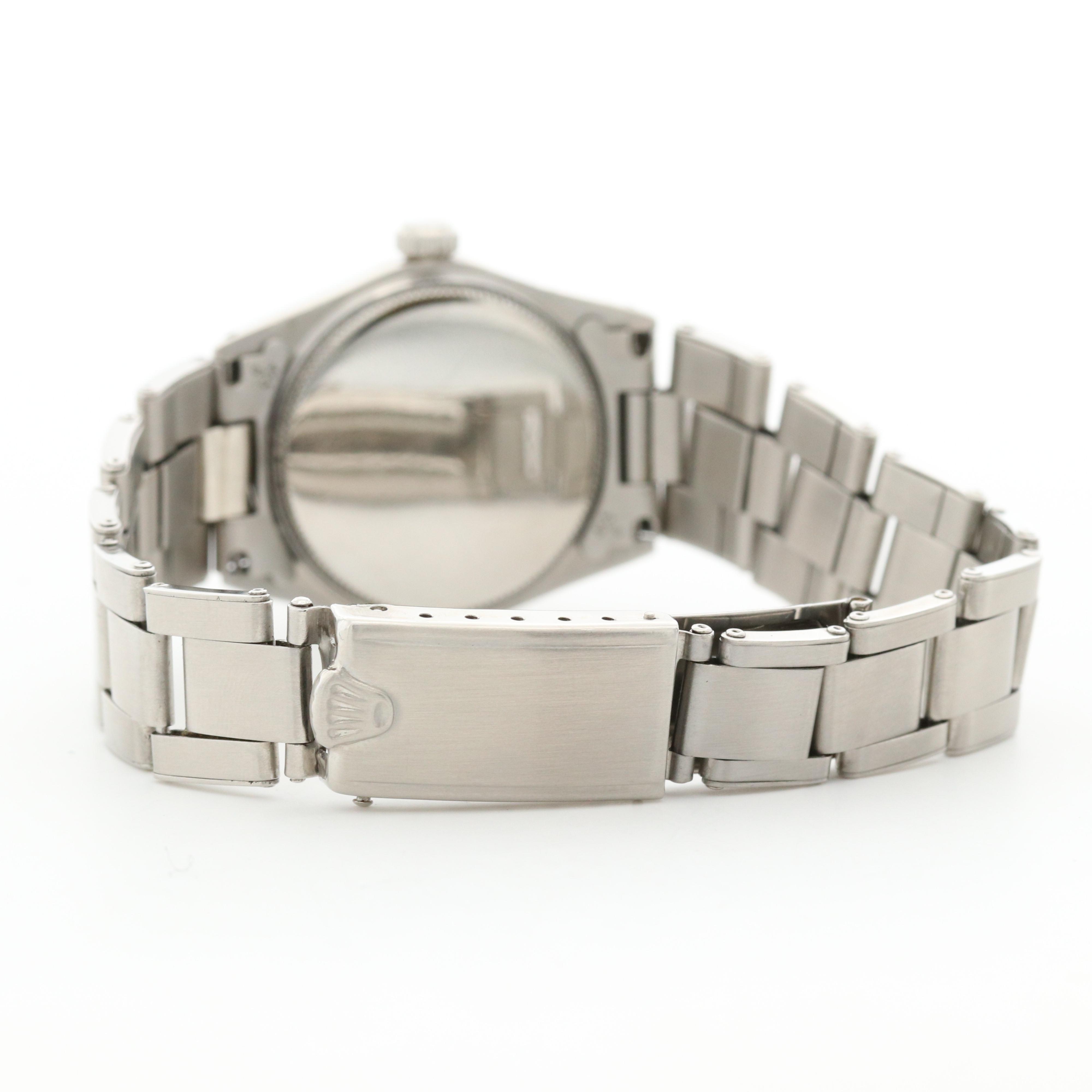 Vintage Rolex Oysterdate Midsize Stainless Steel Stem Wind Watch, 1967