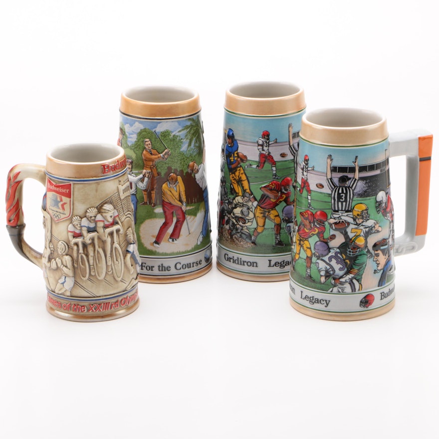 Ceramarte Sports and Olympics Ceramic Beer Steins for Budweiser