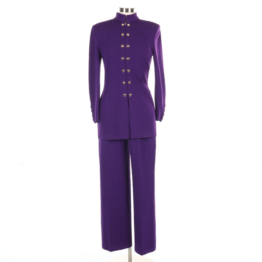 St. John Collection Ponte Knit Pantsuit in Purple