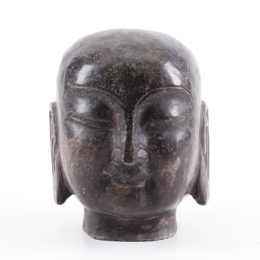 Chinese Carved Stone Buddha Head