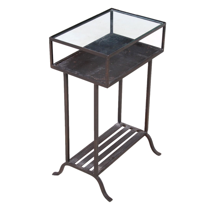 Metal and Glass Side Table, Mid-Century