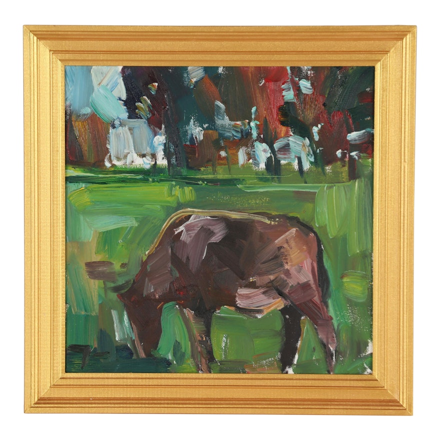 Jose Trujillo Oil Painting "Grazing"