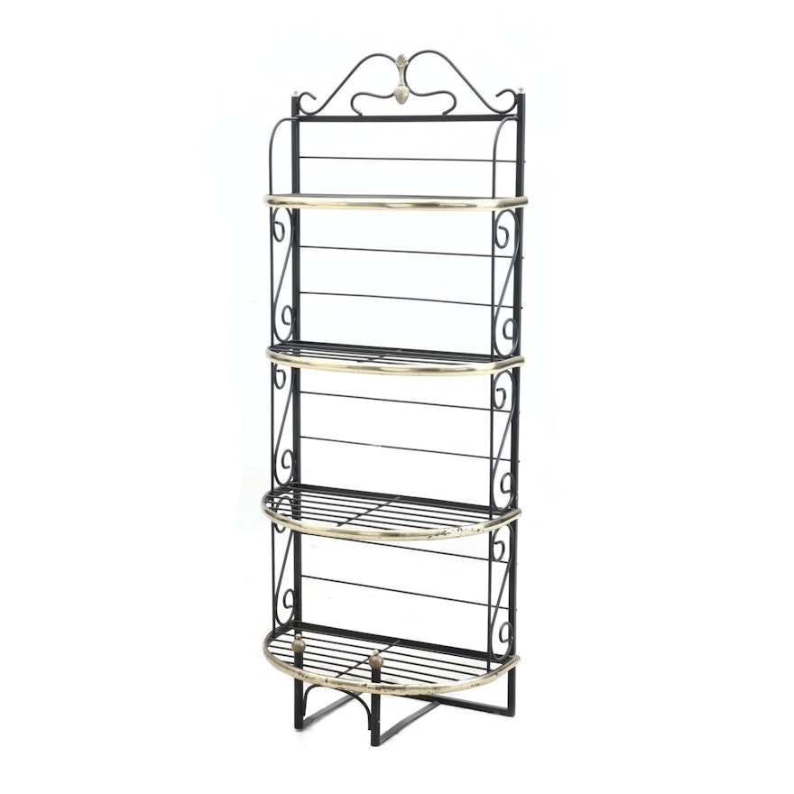 Brass and Wrought Metal French Baker's Rack, Late 20th Century