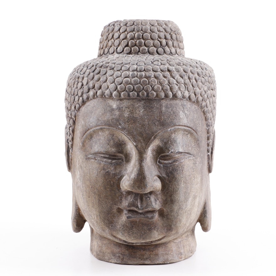 Chinese Carved Stone Buddha Head