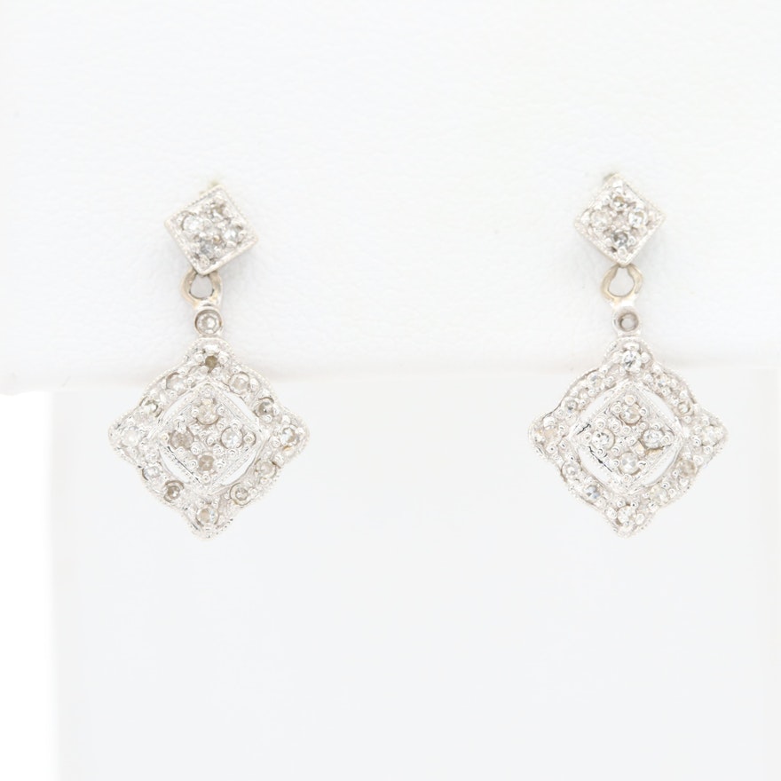 14K White Gold Diamond Earrings